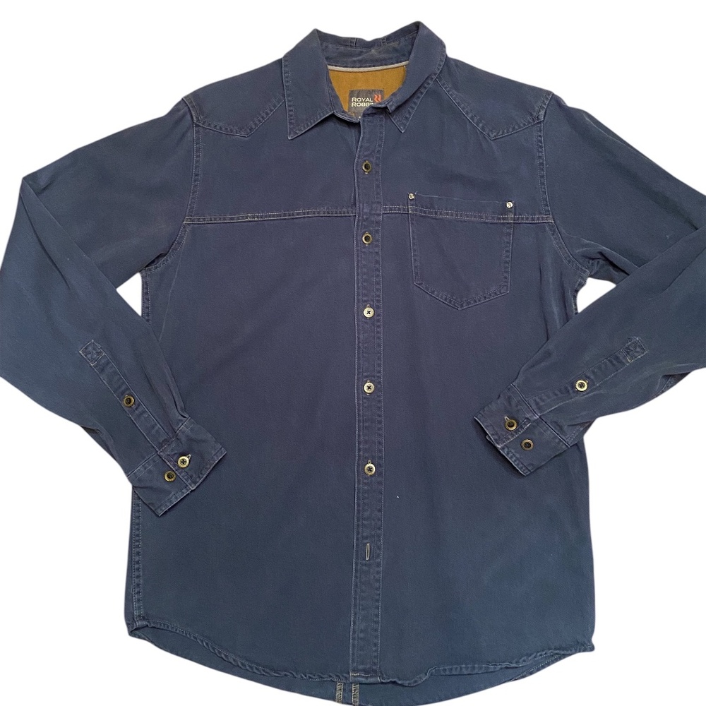 Royal Robbins mens Cotton Twill button up shirt Navy Medium